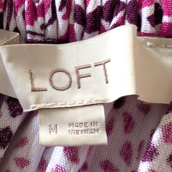 Ann Taylor Loft Womens Size M Maroon Pink Geometric Tile On/Off Shoulder Dress - Picture 10 of 10